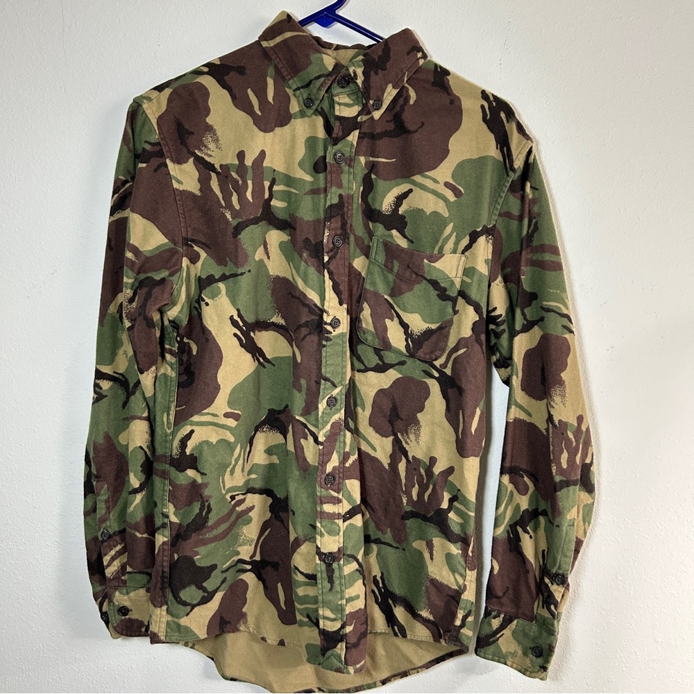 Lands' End Flannel Long Sleeve Shirt Men's Small 14-14.5 Camo Traditional Fit